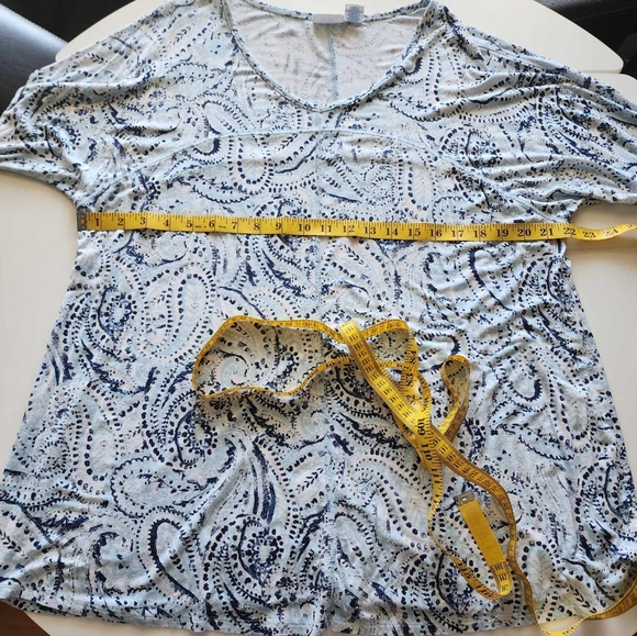 🔴4/30$🔴 Sigrid Olsen white and blue Paisley patterns quarter sleeves tee, 1X - Picture 7 of 9